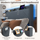 Full/Queen Size Bed Frame with LED Lights and Charging Station-Full Size