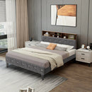 Full/Queen Size Upholstered Bed Frame with Storage Headboard by LJGDeals
