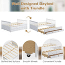 Full Size Wood Daybed Frame with Trundle Bed and 3 Storage Drawers-White by LJGDeals