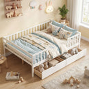 Full Size Daybed with Fence and 2 Drawers for Boys and Girls by LJGDeals