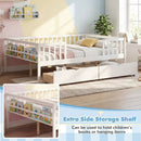 Full Size Daybed with Fence and 2 Drawers for Boys and Girls by LJGDeals