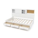 Twin/Full Size Wooden Daybed with 3 Drawers with Storage Shelves
