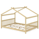 Full Size House Bed Montessori Floor Bed with Headboard by LJGDeals