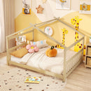 Full Size House Bed Montessori Floor Bed with Headboard