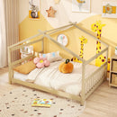 Full Size House Bed Montessori Floor Bed with Headboard by LJGDeals
