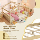 Full Size House Bed Montessori Floor Bed with Headboard by LJGDeals