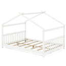 Full Size House Bed Montessori Floor Bed with Headboard by LJGDeals
