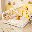 Full Size House Bed Montessori Floor Bed with Headboard by LJGDeals