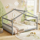 Full Size House Bed Montessori Floor Bed with Headboard by LJGDeals