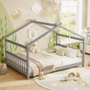 Full Size House Bed Montessori Floor Bed with Headboard