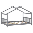Full Size House Bed Montessori Floor Bed with Headboard