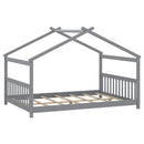 Full Size House Bed Montessori Floor Bed with Headboard by LJGDeals