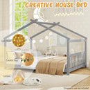 Full Size House Bed Montessori Floor Bed with Headboard by LJGDeals