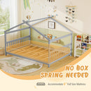 Full Size House Bed Montessori Floor Bed with Headboard