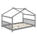 Full Size House Bed Montessori Floor Bed with Headboard