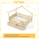 Full Size House Bed with Roof and Fence Rails for Kid by LJGDeals