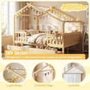 Full Size House Bed with Roof and Fence Rails for Kid by LJGDeals