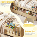 Full Size House Bed with Roof and Fence Rails for Kid by LJGDeals