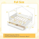 Full Size House Bed with Roof and Fence Rails for Kid by LJGDeals