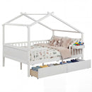 Full Size House Bed with Roof and Fence Rails for Kid by LJGDeals