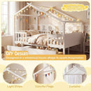 Full Size House Bed with Roof and Fence Rails for Kid by LJGDeals