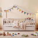 Full Size House Bed with Roof and Fence Rails for Kid by LJGDeals