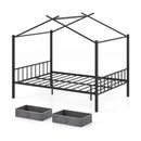 Full Size Metal House Bed with 2 Fabric Drawers for Kids by LJGDeals