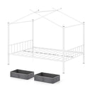 Full Size Metal House Bed with 2 Fabric Drawers for Kids by LJGDeals
