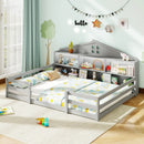 Full Size Montessori Floor Bed with Storage Compartments and Shelf by LJGDeals