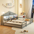 Full Size Montessori Floor Bed with Storage Compartments and Shelf by LJGDeals
