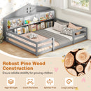 Full Size Montessori Floor Bed with Storage Compartments and Shelf