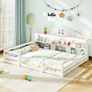 Full Size Montessori Floor Bed with Storage Compartments and Shelf by LJGDeals