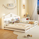 Full Size Montessori Floor Bed with Storage Compartments and Shelf by LJGDeals