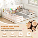 Full Size Montessori Floor Bed with Storage Compartments and Shelf