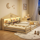 Full Size Montessori Floor Bed with Storage and LED Lights