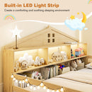 Full Size Montessori Floor Bed with Storage and LED Lights