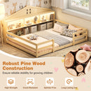 Full Size Montessori Floor Bed with Storage and LED Lights