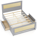 Full Size Rattan Bed Frame with Storage Drawers