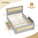 Full Size Rattan Bed Frame with Storage Drawers