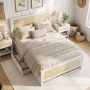 Full Size Rattan Bed Frame with Storage Drawers by LJGDeals