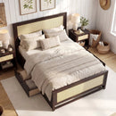 Full Size Rattan Bed Frame with Storage Drawers by LJGDeals