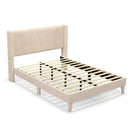 Full/Queen Size Upholstered Bed Frame with Geometric Wingback Headboard by LJGDeals