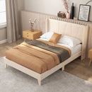 Full/Queen Size Upholstered Bed Frame with Geometric Wingback Headboard by LJGDeals