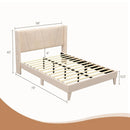Full/Queen Size Upholstered Bed Frame with Geometric Wingback Headboard by LJGDeals