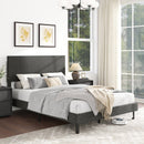 Twin/Full/Queen Size Velvet Bed Frame Upholstered Platform Bed with Chevron Headboard Gray