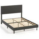 Twin/Full/Queen Size Velvet Bed Frame Upholstered Platform Bed with Chevron Headboard Gray by LJGDeals