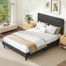 Twin/Full/Queen Size Velvet Bed Frame Upholstered Platform Bed with Chevron Headboard Gray by LJGDeals