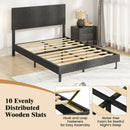 Twin/Full/Queen Size Velvet Bed Frame Upholstered Platform Bed with Chevron Headboard Gray by LJGDeals