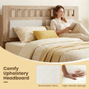 Twin Size Wood Bed Frame with Upholstered Headboard Mid Century Style by LJGDeals