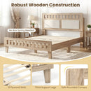 Twin Size Wood Bed Frame with Upholstered Headboard Mid Century Style by LJGDeals